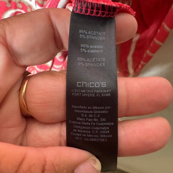 Chicos Travelers Coral Paisley Print Asymmetrical Hem Tunic Top Sz 4 XL Stretch - Picture 5 of 7